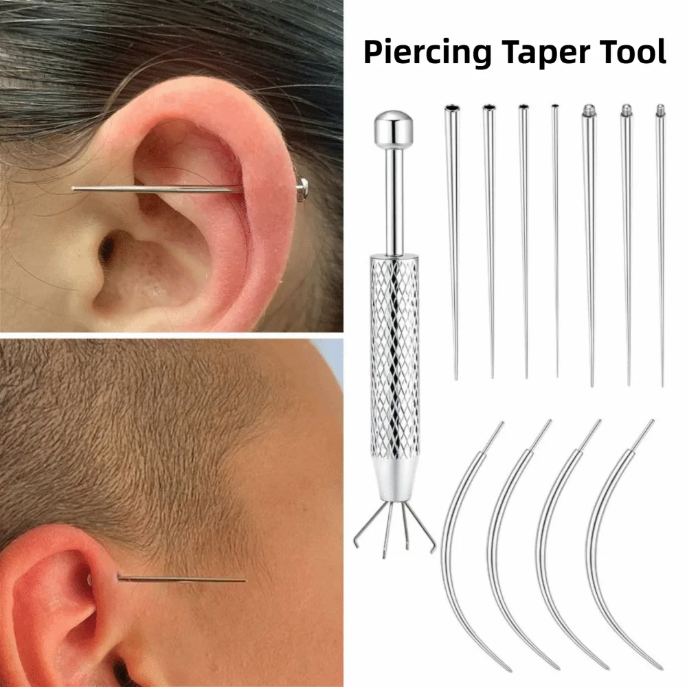 6/8/10/12pcs Stainless Steel Piercing Taper Tool Professional Earring Applicator Puncture Connecting Pin Earring Tool