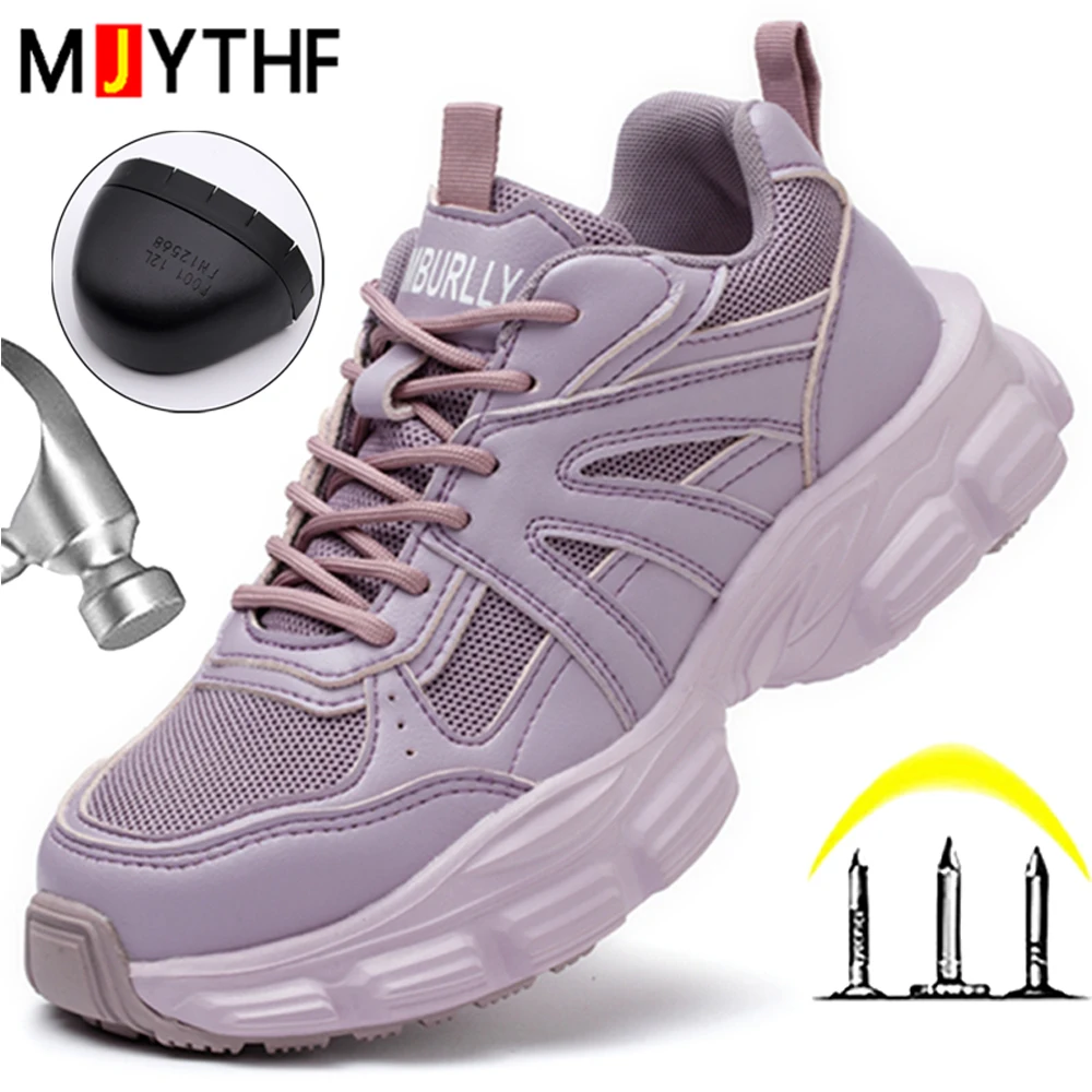 Women Safety Shoes Anti-Smash Anti-Puncture Work Shoes Light Comfortable Protection Shoes Security Steel Toe Shoes Anti-slip