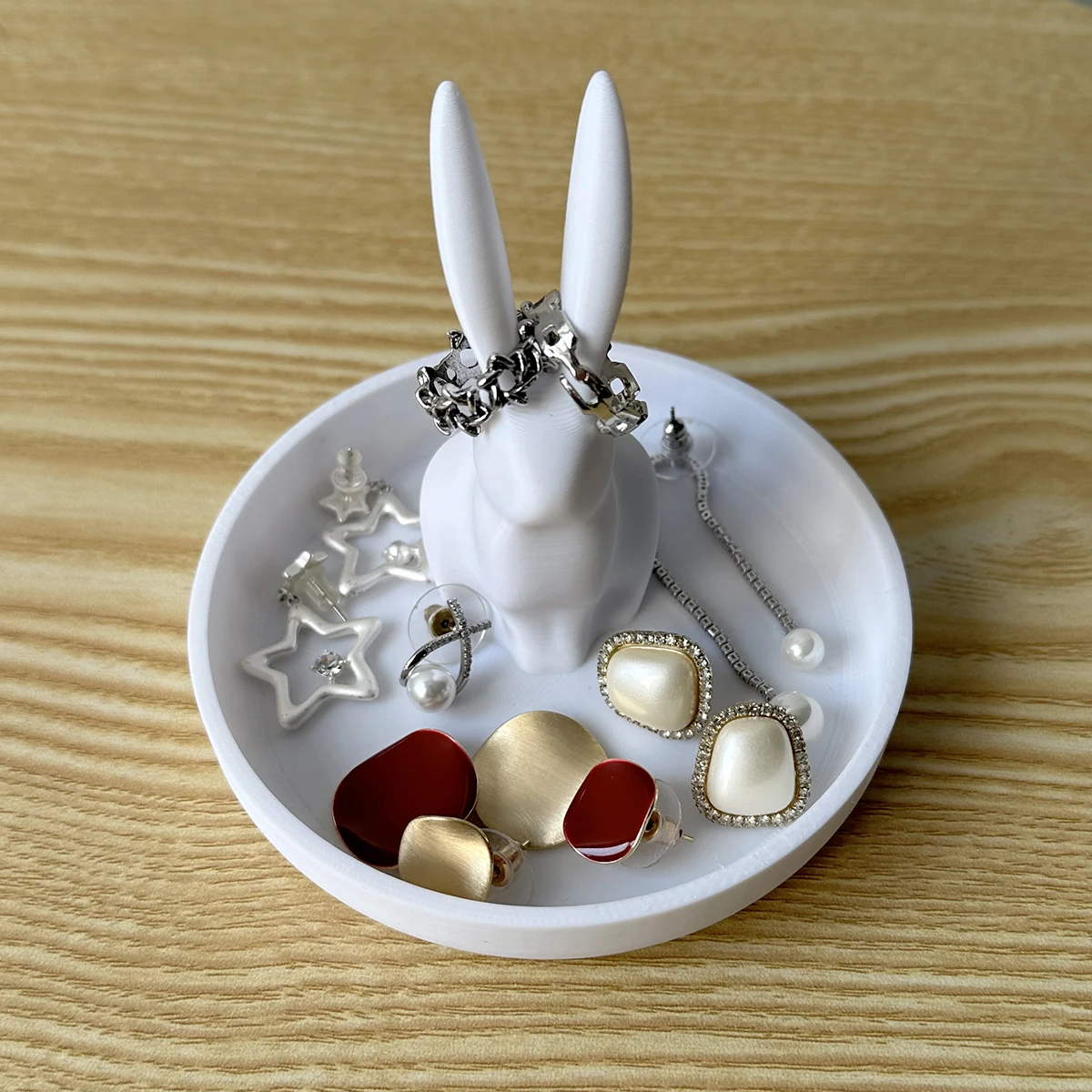 1 Piece Rabbit Tray Jewelry Rack for Rings, Necklaces, Bracelets, Desktop Jewelry Storage Rack, Easter Decoration