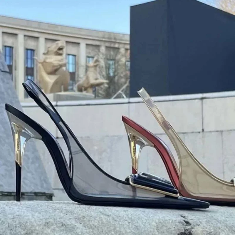 2026 Women's Summer New Sexy Fine High Heels with Diamond Rear Strap Sandals French Style Fashion Week Walking Shoes