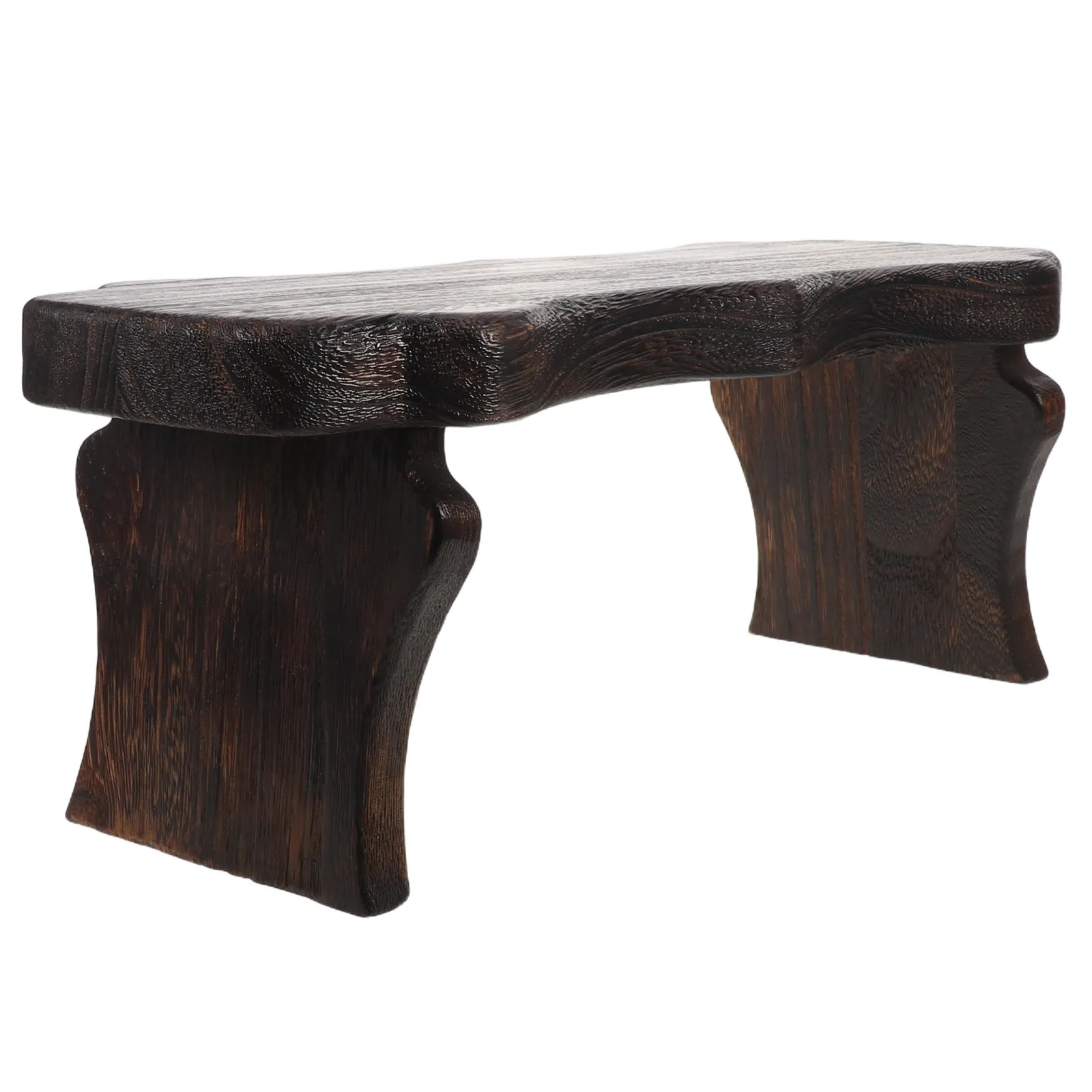Japanese Style Solid Wood Footstool Low Sitting Stool Rustic Zen Bench for Living Room Bedroom Office Desk Foot Rest Portable