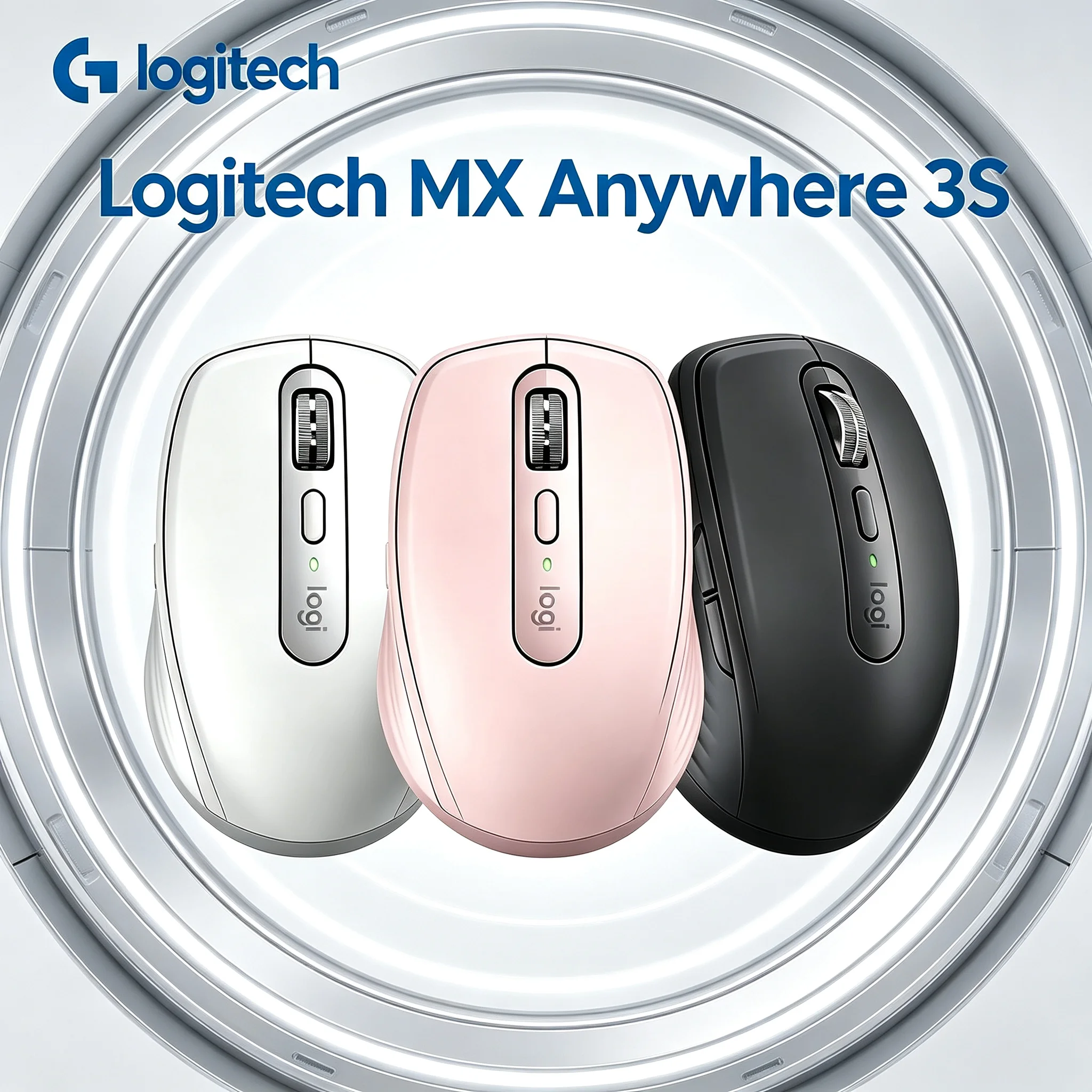 Logitech MX Anywhere 3S Rechargeable Bluetooth Mouse, Silent Click, Works on Almost Any Surface