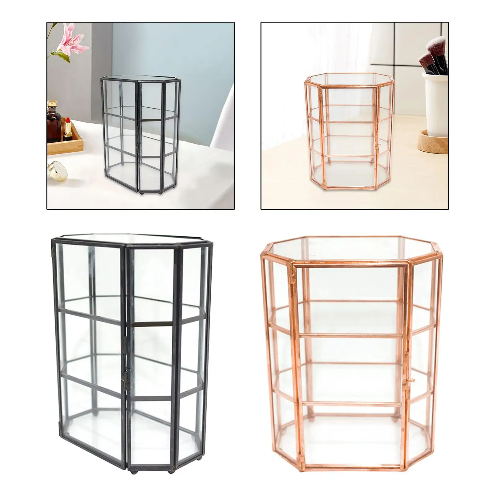 Glass Jewelry Box Valentines Day Gift Terrarium 17x10x21cm Jewelry Display Organizer for Bracelet Necklace Earring Rings Trinket