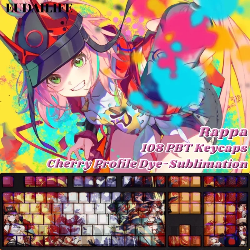 Rappa PBT 108 Key Caps Honkai Star Rail Key Cover DYE Sublimation Cherry Cross Axis Switch Keycap for Mechanical Keyboard Gift