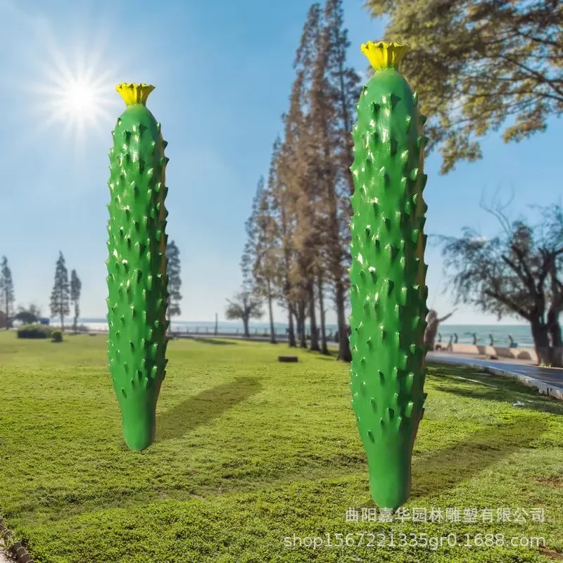 Simulated Cucumber Sculpture Fiberglass Outdoor Garden Decoration Large Size Floor Mount Plant Shape Irregular