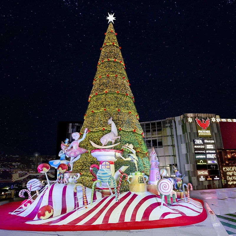 he-2025 fairy with the Candy  Carousel Warm Light Musical Classical Spiral green color  Christmas Tree