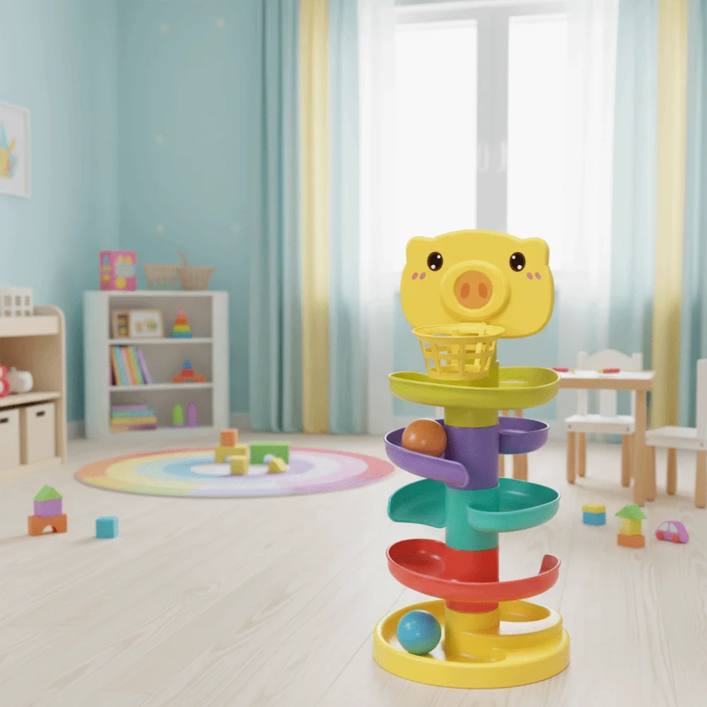 Sliding Ball Montessori Track Rolling Children Gits Rolling Ball Tower Stacking Track Ball Tower Babies Learning
