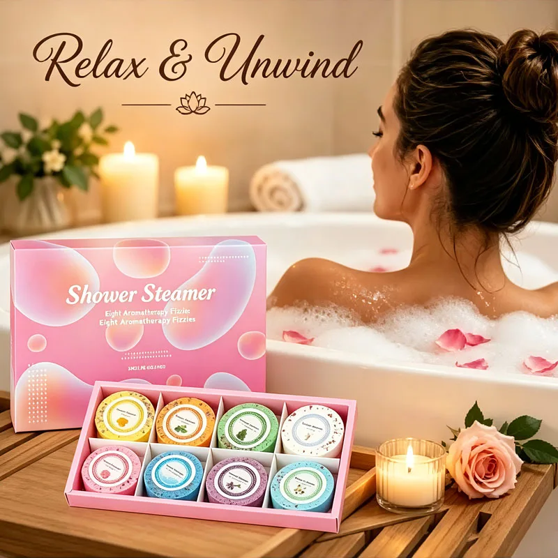 8pcs Aromatherapy Essential Oil Shower Tablets, Citric Acid, And Mint Leaf Extract, Gentle for Cleansing Body Skin, Moisturizing And Comfortable, Universal Self Care Gift for Men Women Holiday Birthday Family Party