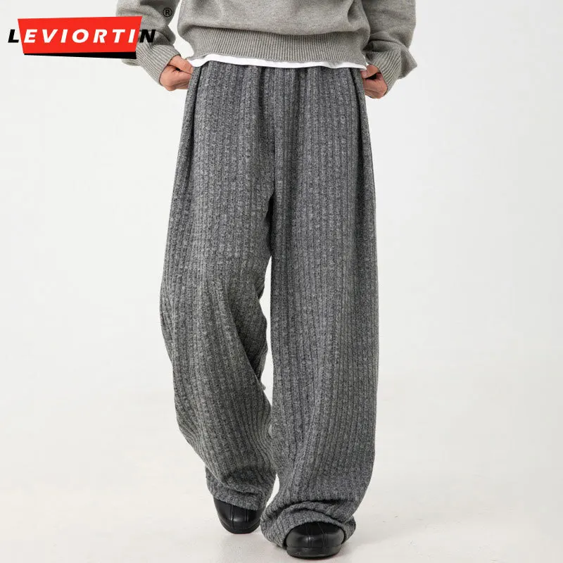 Men's Spring/Autumn New Youth Trendy Street Trendy Heavy Texture Sanitary Pants with Folded Design Loose and Simple Casual Pants