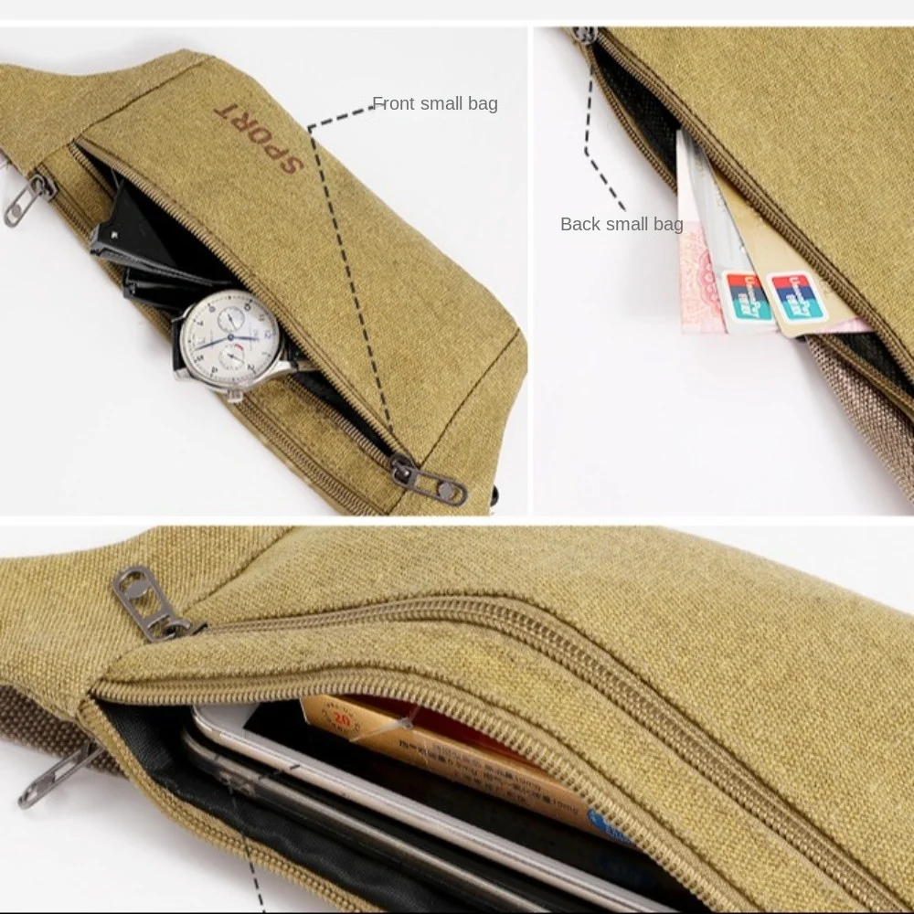 Fashion Multi-Pockets Fanny Pack Canvas Coins Running Bags Phone Satchel