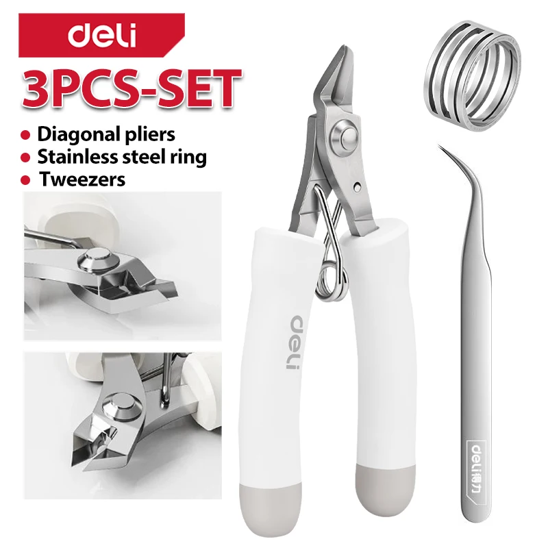 4" Stainless Steel Flush Cutters Ergonomic with Curved Tweezers & Jump Rings for Wire Cutting Chain Shortening Jewelry Assembly
