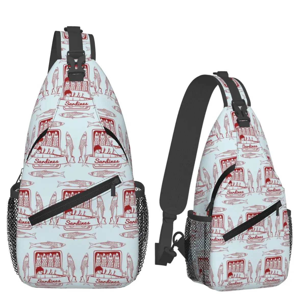 Tin Of Sardin Chest Bag Men Sling Crossbody Backpack Chest Bag Traveling Hiking Daypack Shoulder Bag