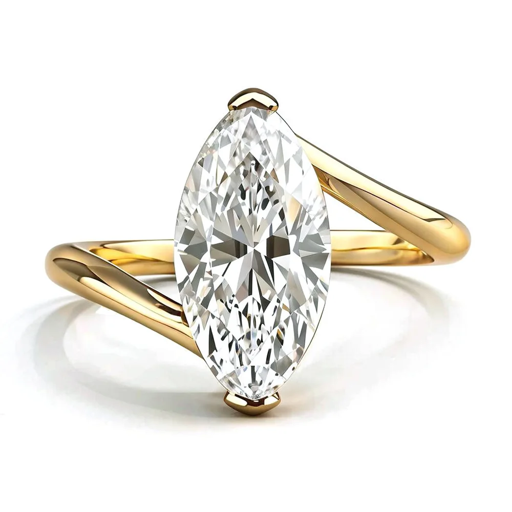 6mmx12mm Horse Eye 2 Carat Moissanite Ring Women's S925 Silver Mozambican Diamond Ring High Jewelry
