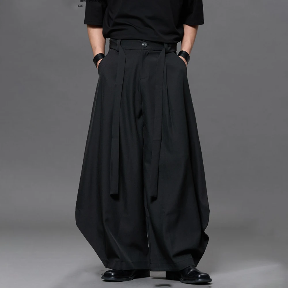 XS-5XL Winter Men's Wide-Leg Straight-Cut Trousers American Vintage Fashion Trend High Street Casual Loose Simple Men's Bottoms