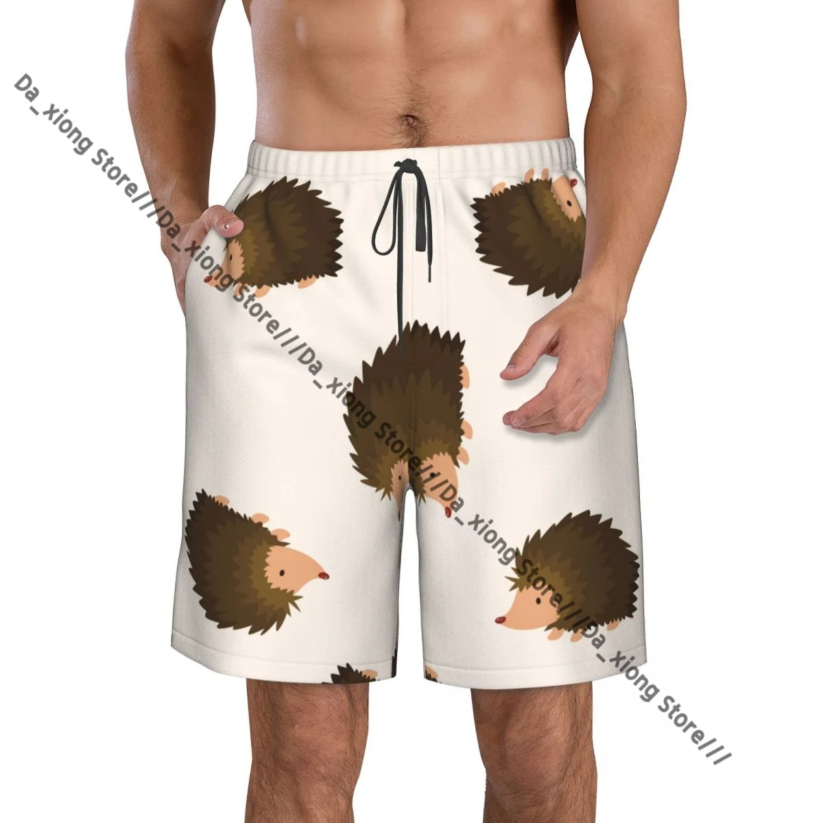 Man Swimwear Hedgehog Cartoon Pattern Swim Shorts Trunks Beach Board Shorts Swimming Swimsuits