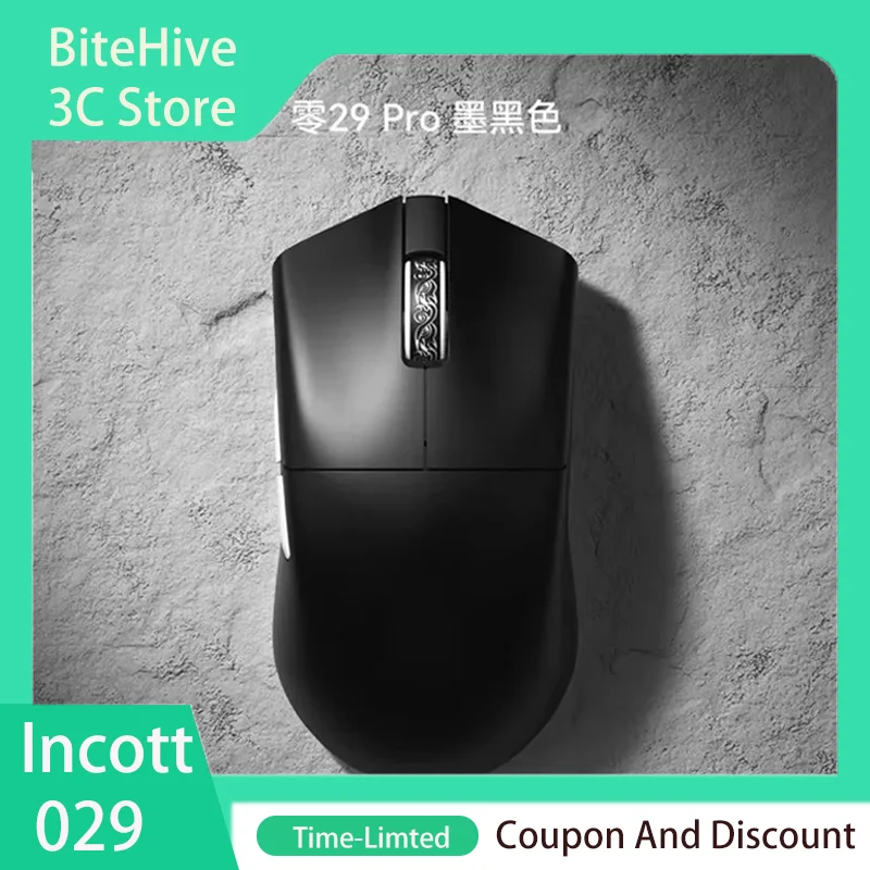 Incott 029 PRO 8K Wireless Mouse 3-Mode Gaming Mouse PAW3395/PAW3950 2.4GHz IPS650 300mAh DPI Bluetooth Lightweight Ergonomics