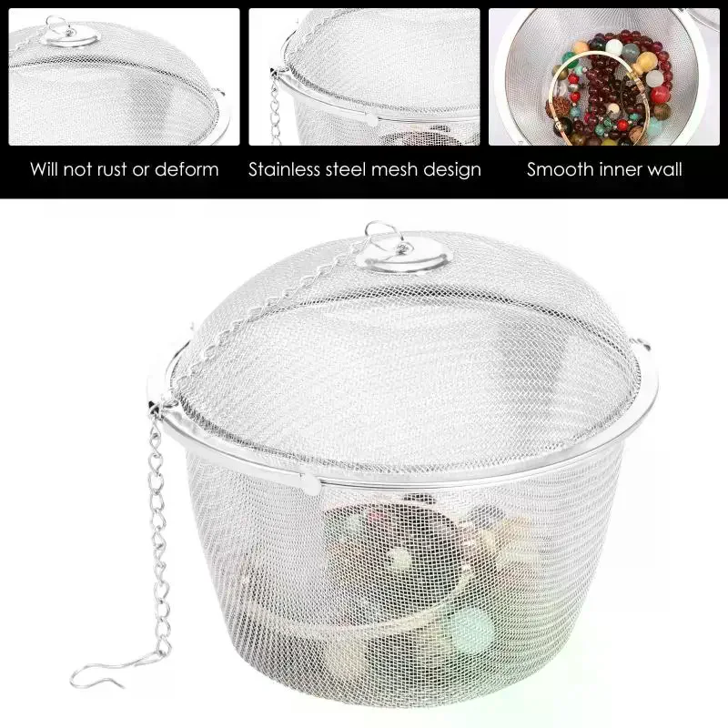 Stainless Steel Jewelry Cleaner Basket With Lock And Hook Jewelry Steam Cleaner Solution For Ultrasonic Machine