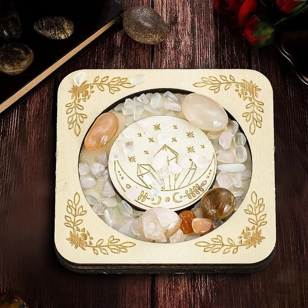 Wooden DIY Jewelry Display Base Laser Cutting Reusable Crystal Stone Base Handmade Creative Wooden Bracelet Tray Gift