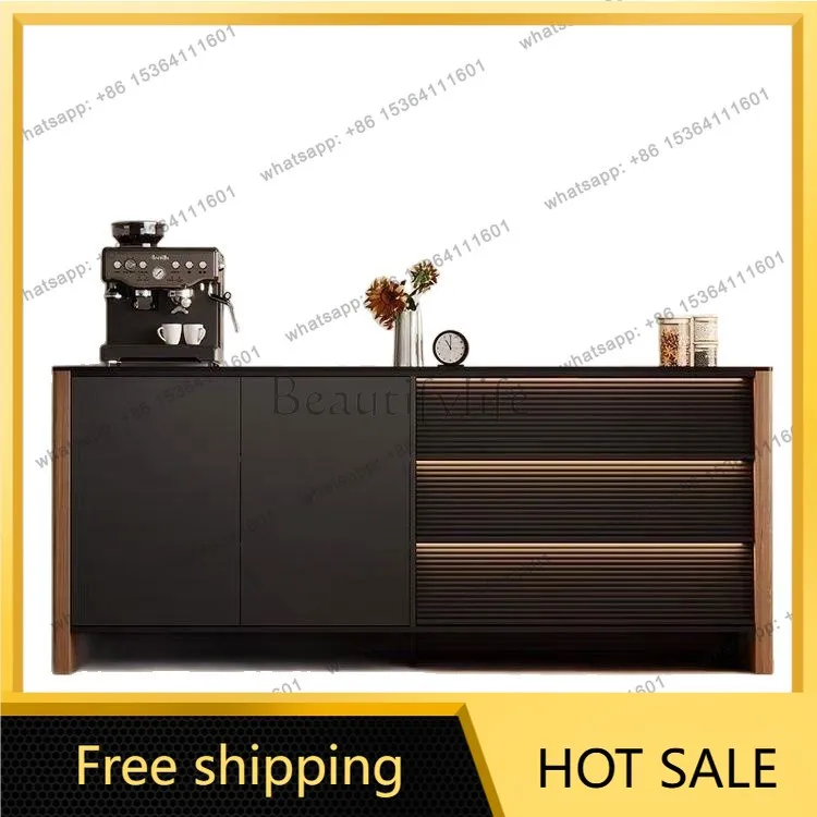 FG Italian minimalist solid wood dining side storage cabinet, sintered stone dining side light luxury entryway storage cabinet