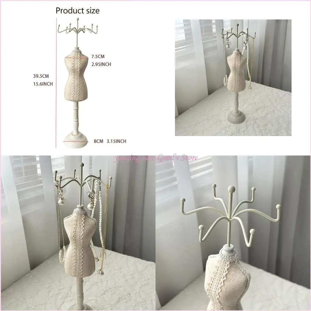 57QA User Friendly Lace Accent Wooden Jewelry Showcase Exhibition Stand For Luxury Accessories Presentation Storage