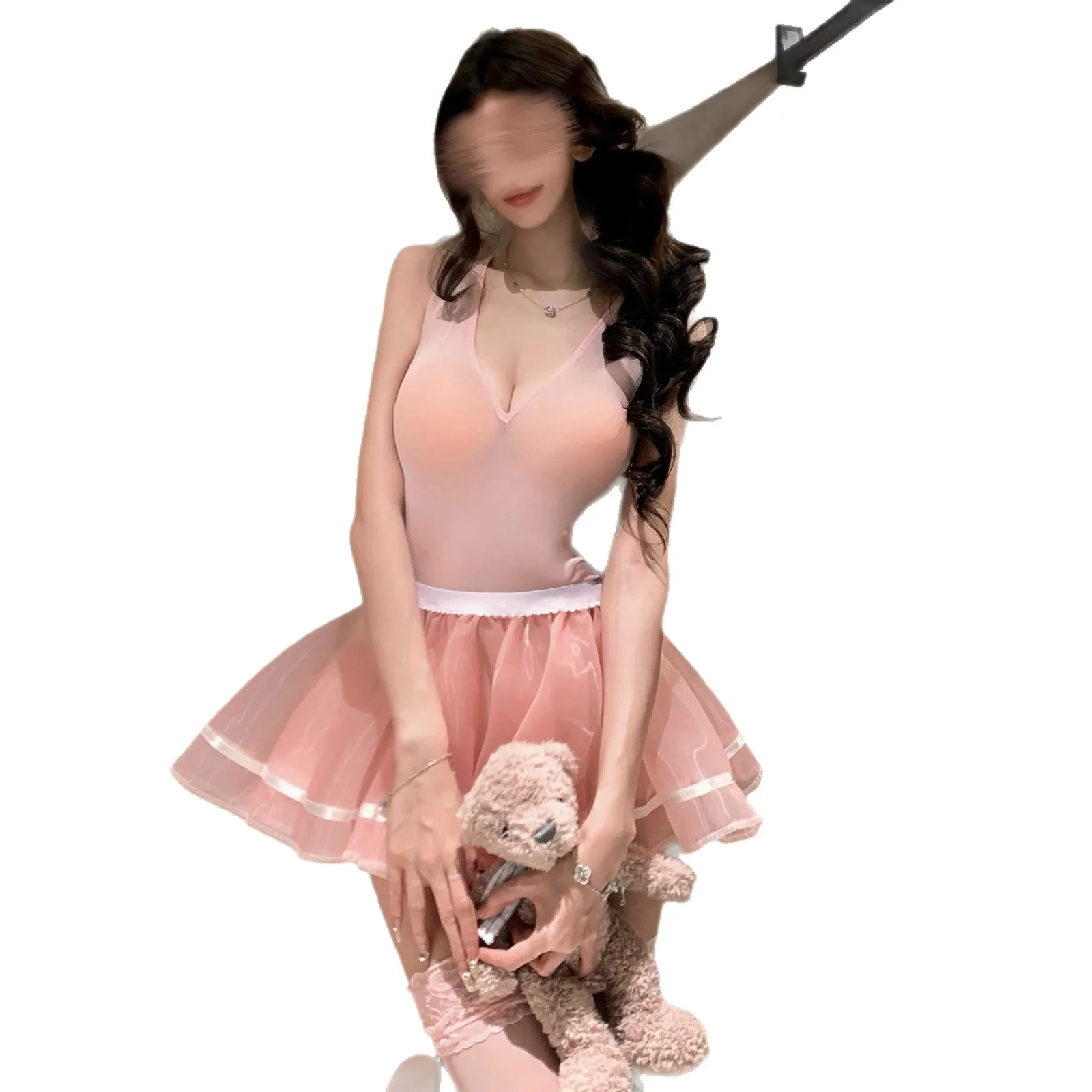 Wholesale Women's Sexy Thin Transparent Roleplay Maid Uniform Lady Kawaii Cosplay Lingierie Dress Hot Naugty Wear