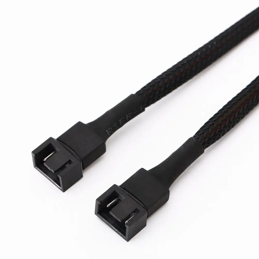 Male To Female 4 Pin Pwm Fan Cable Connector Braided Sleeving Temperature Control Fan Cable Splitter Black Sleeved