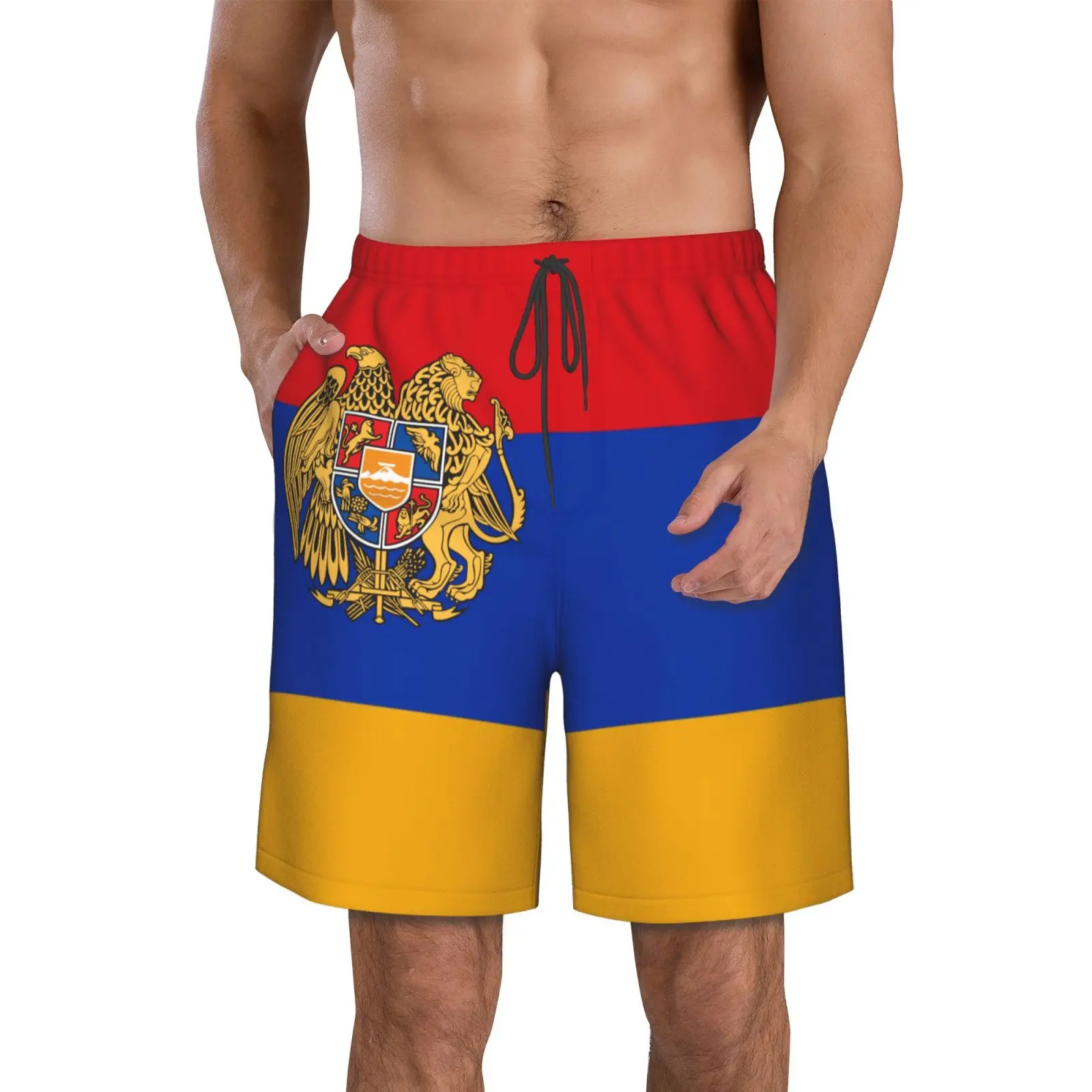 Men's Armenia Flag Beach Pants Shorts Surfing M-2XL Polyester Swimwear Running