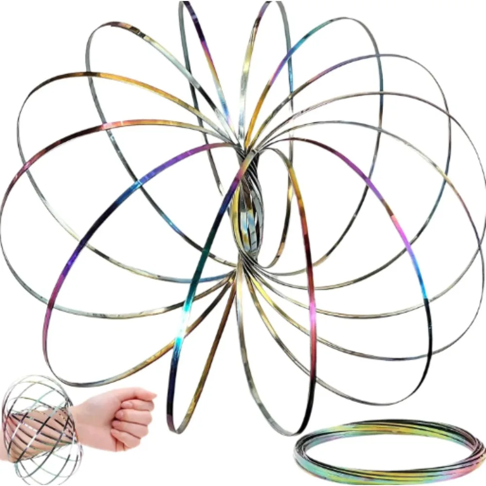 Magic Amazing Flow Ring Stainless Kinetic Spiral Spring 3D Bracelet Toys Adult Novelty Stress Relief Sensory Arm Slinky Metal