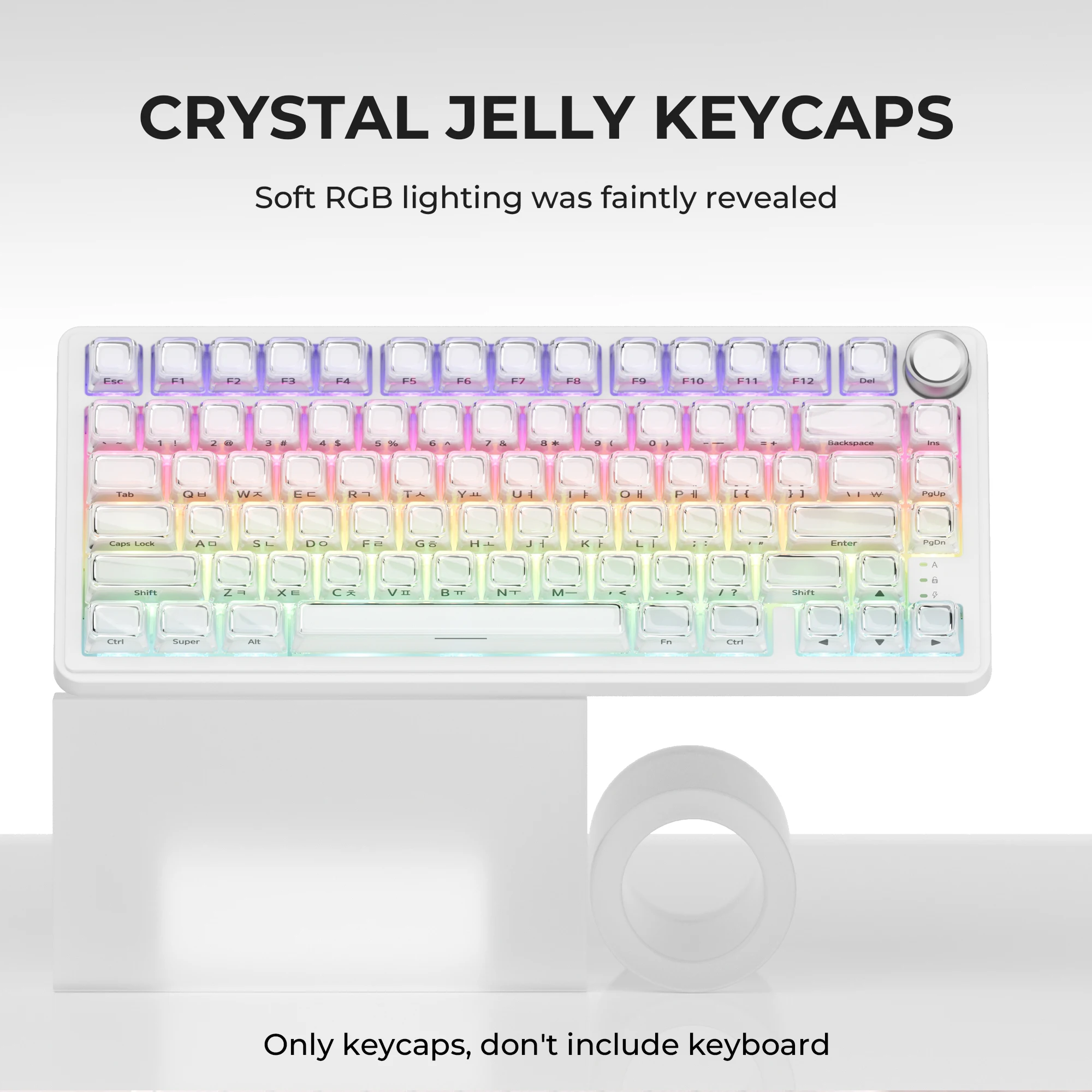 XVX Korean Crystal Keycaps, White Jelly Style, MDA Profile, PC Material, 122 KeysJelly R2 Side-Printed Translucent Key Cap