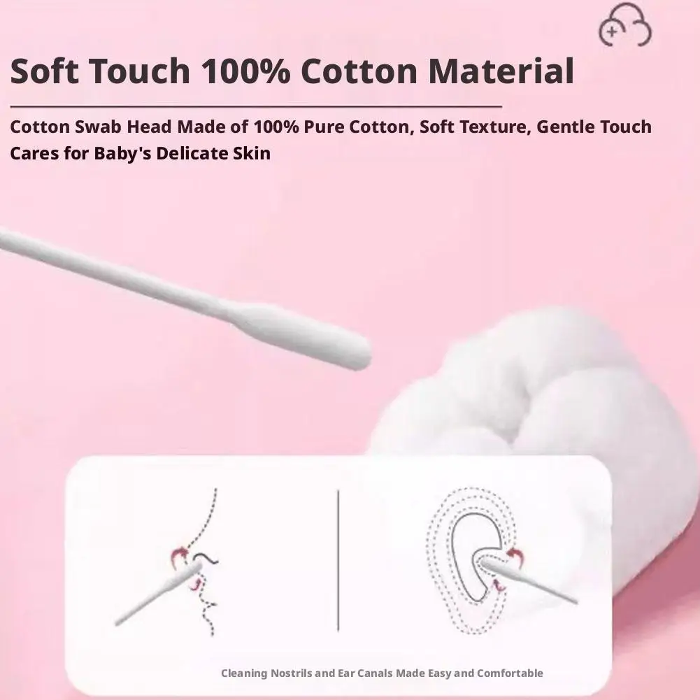 50pcs Disposable Sticky Ear Swabs Pick Cotton Swabs Paper Buds for Baby Ear Nose Clean Ultra Safe Hypo-allergenic Biodegradable