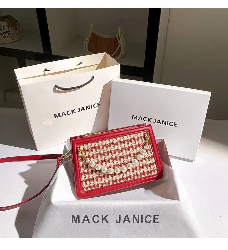 Women Handbag High Quality Fashion Textured Red Square Bag Lady Purse Female Shoulder Messenger Bag Underarm Bag Armpit