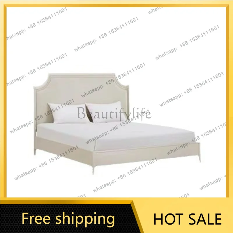 Zj. American light luxury solid wood bed modern simple European master bedroom soft bed
