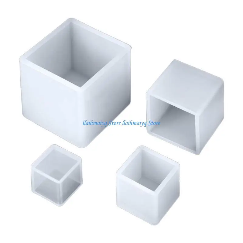 573B 4Pcs Square Silicone Mould Jewelry Pendant Mold Cube Crystal Epoxy Resin Mold