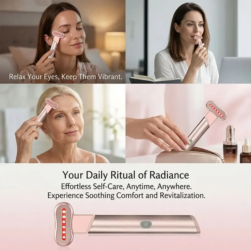 3 in 1 EMS Eye Beauty Stick Rotating Facial Massager Heated Eye Massager for Skin Care Anti Aging Wrinkles Dark Circles