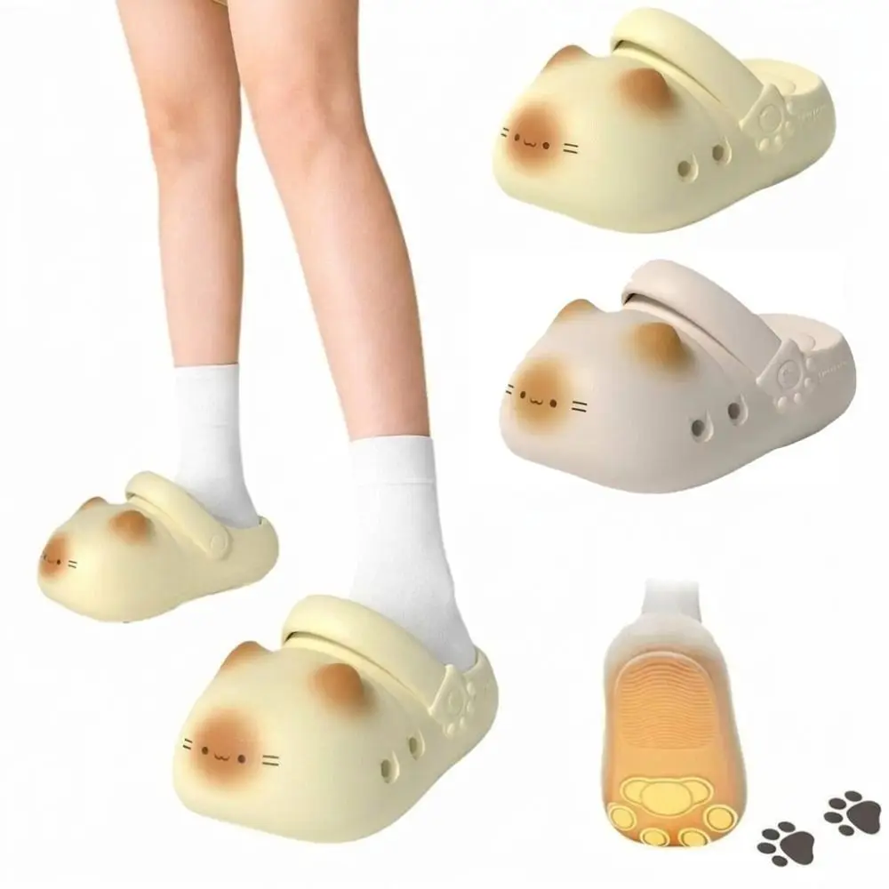 Adorable Waterproof Cat Slippers Anti Slip Bottom Cat Paw Cat Paw Slippers Closed Toe Soft Bottom Ladies Slippers Spring Summer