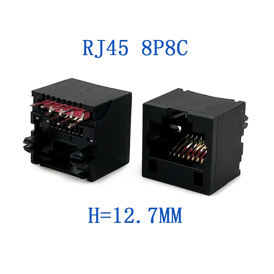 15PCS RJ45 Connector DIP 8P8C Single-port 180 Degree Vertical Plug 5222 Network Interface Socket H=12.7mm