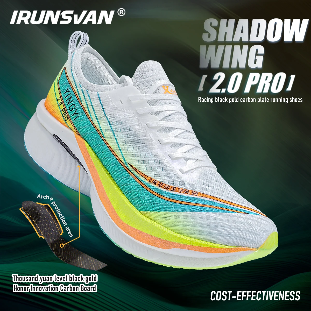 IRUNSVAN SHADOW WING 2.0PRO Carbon Plate Running Shoes Marathon Training Shoes World Athletics Certified Sports Shoes Road Race