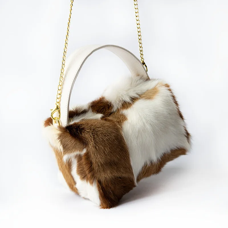 Autumn/Winter Design Japanese and Korean Fashion Trends Lamb Fur Box Bag Carrying Crossbody Small Bag Luxury Leopard Print Fur
