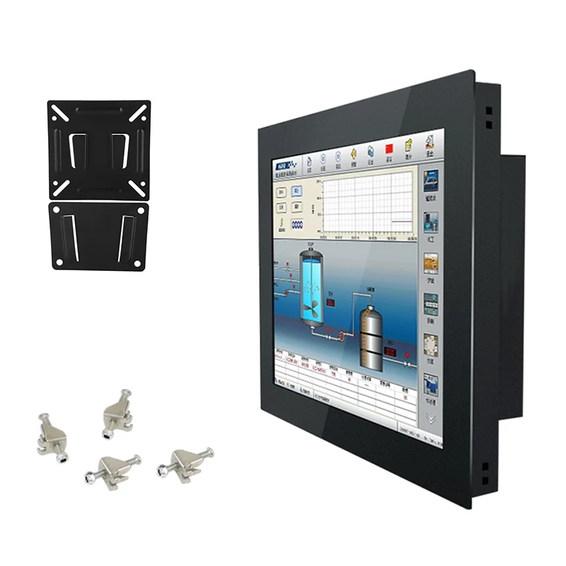 12" 12.1 Inch Industrial Monitor Resistive Touch Screen LCD Display VGA HDMI DVI USB Buckles Mounting Computer Screen 1280*800