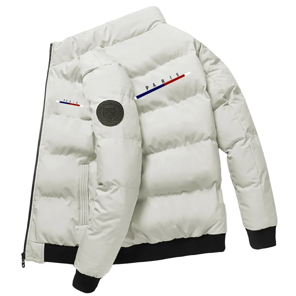 Spring and autumn new wind-proof warm men's casual cotton clothes, fashionable outdoor zipper letter print short men's coat