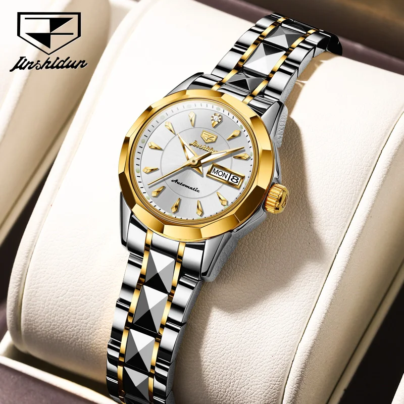 JSDUN Elegant Ladies' Watches Sapphire Crystal Mirror Faced Tungsten steel Strap Japan Movement Diamond Luxury Women's Watches