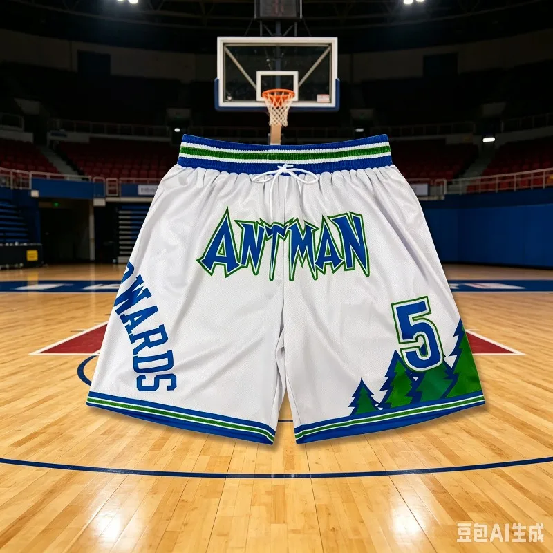 2026 American Retro Basketball Shorts Men's Loose Breathable Quick Drying Training Shorts Summer Elastic Waist Casual Shorts
