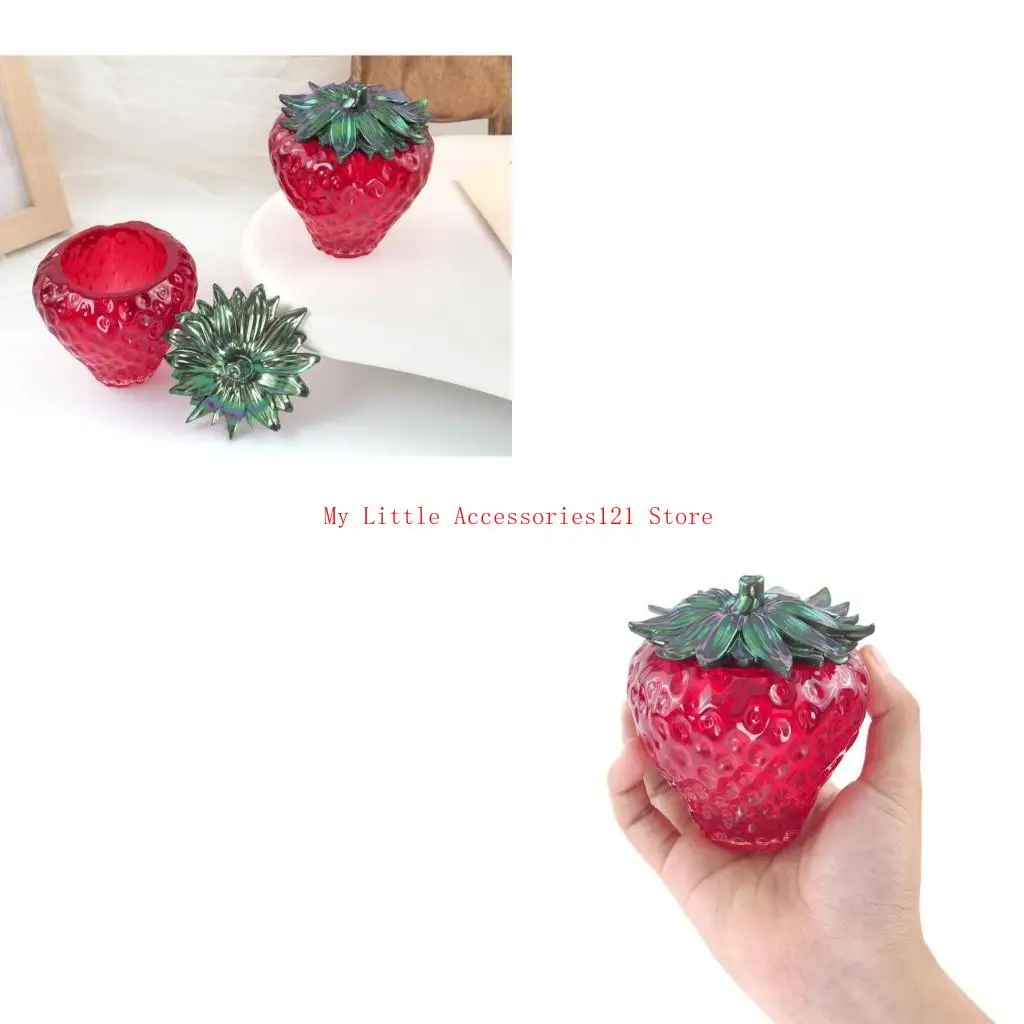 Vintage Jar Resin Mold with Lid Strawbery Silicone Storage Box Mold for Epoxy