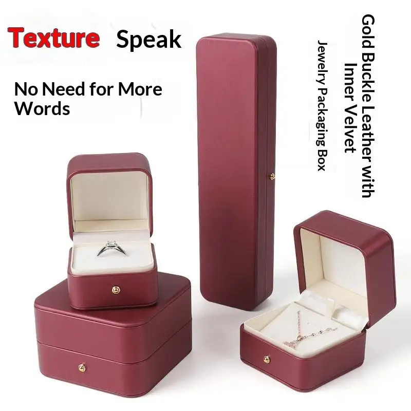 PU Leather Jewelry Boxes Soft Velvet Lining Golden Closure Perfect For Proposal Wedding Gift Ring Necklace Storage