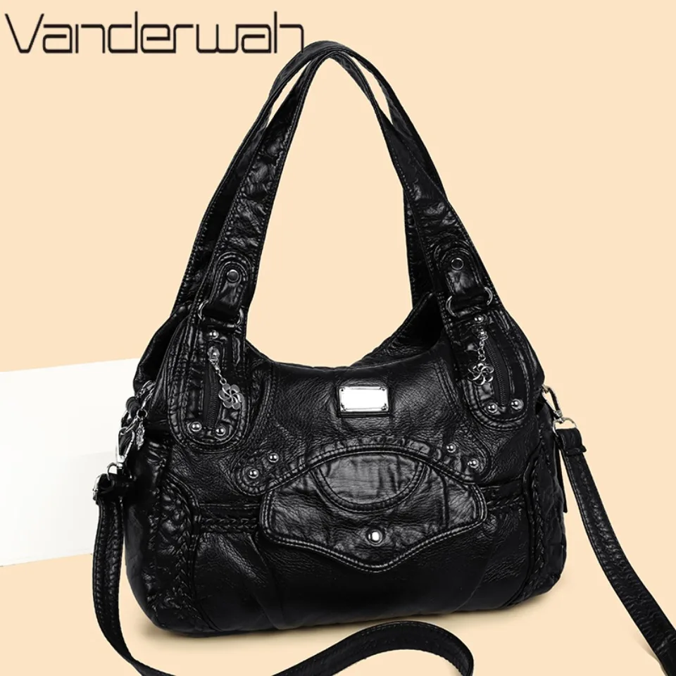 Retro Hand bags for Women Leopard Print Pattern Washed Leather Shoulder Bag Ladies Casual Totes Bag for Commute Sturdy Durable