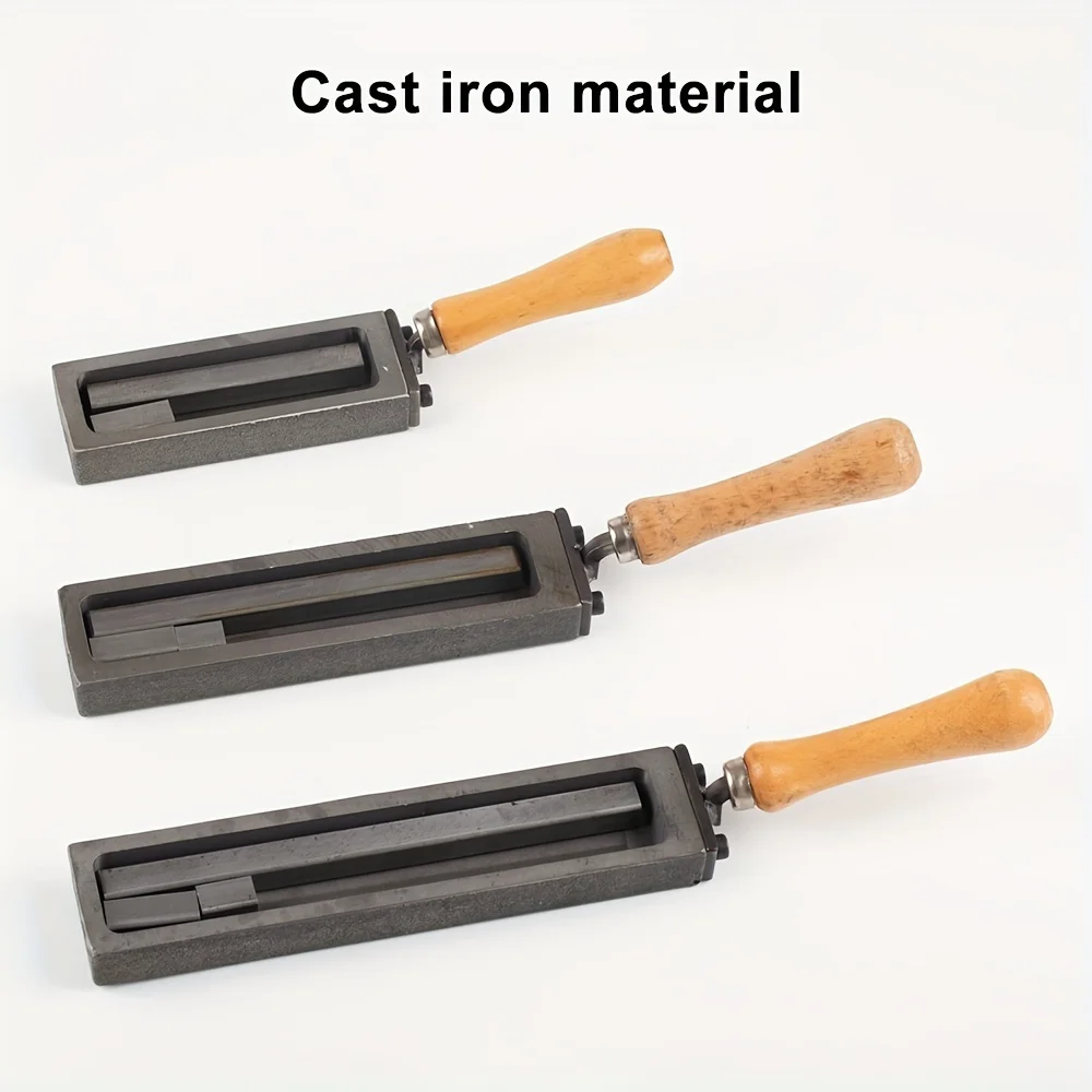 Vintage Wooden Handle Cast Iron Ingot Mold for Gold Silver Refining Tool for Jewelry Making Scrap Smelting Oil Slot Design