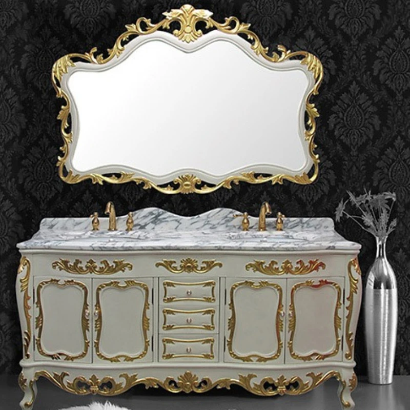 European Oak Bathroom Cabinets Floor-to-ceiling Bathroom Cabinets Combination Carved Home Furniture In Particolare ZY50YSG