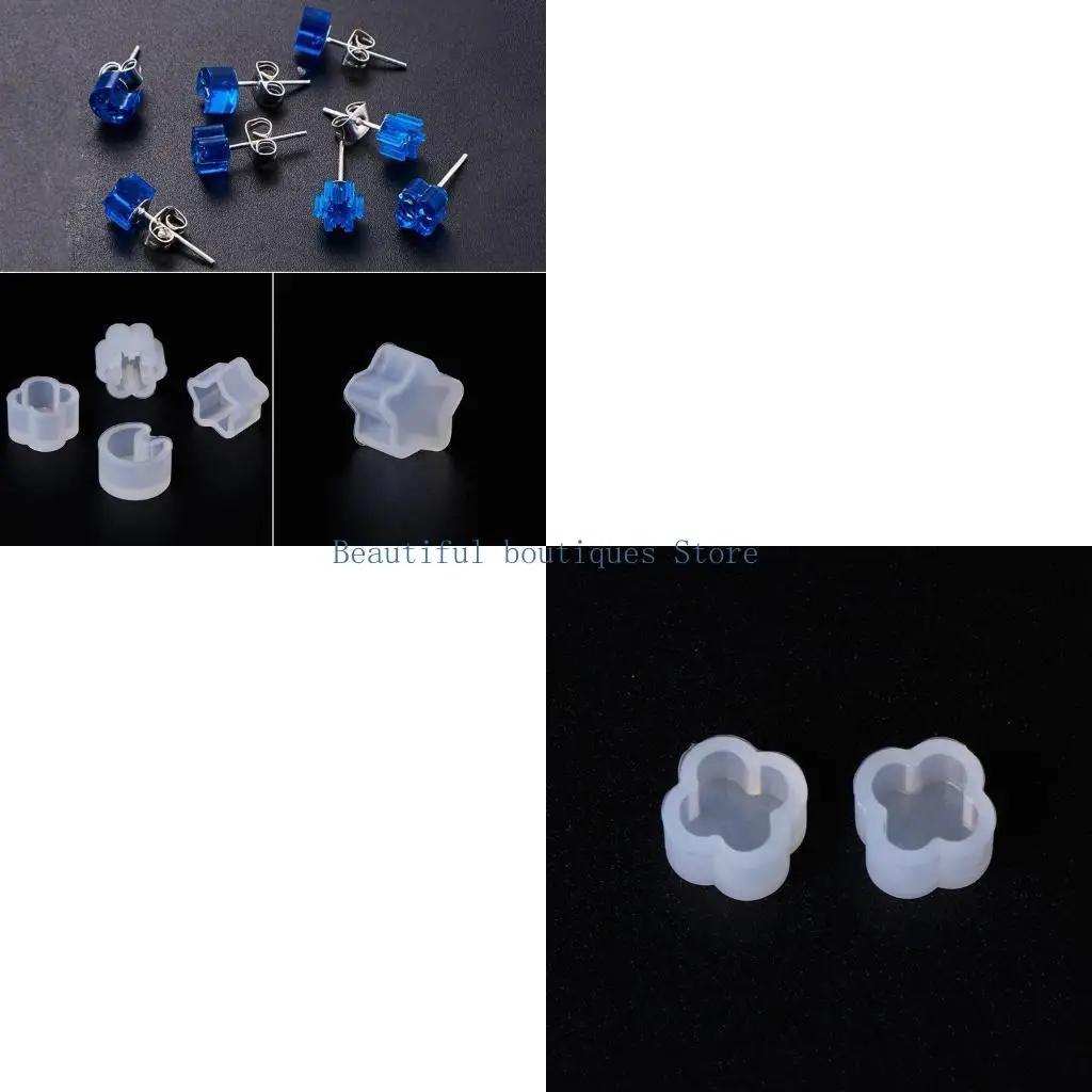 U4LF Moon Star Flower Earrings Pendant Resin Mold Eardrops Silicone Moulds DIY
