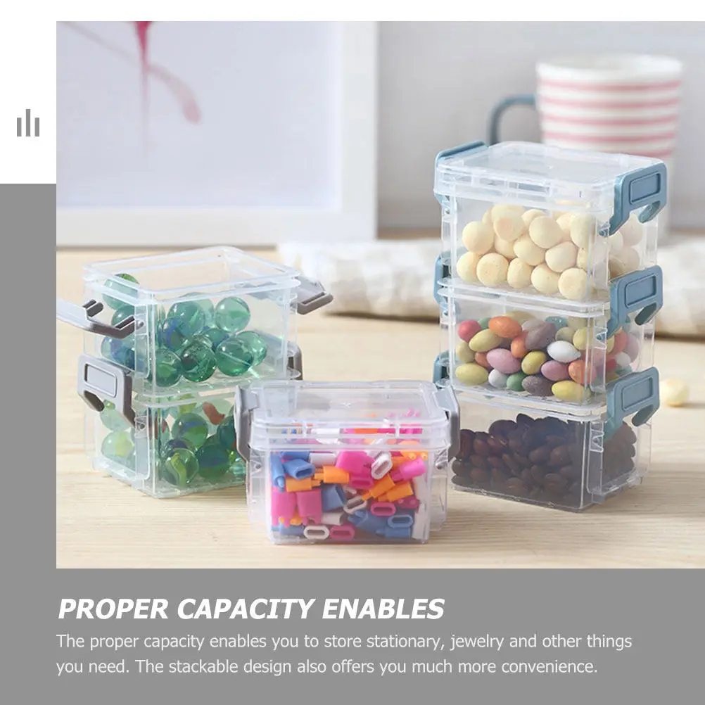 6pcs Stackable Transparent Plastic Storage Boxes  Desktop Organizer for Jewelry, Makeup & Stationery