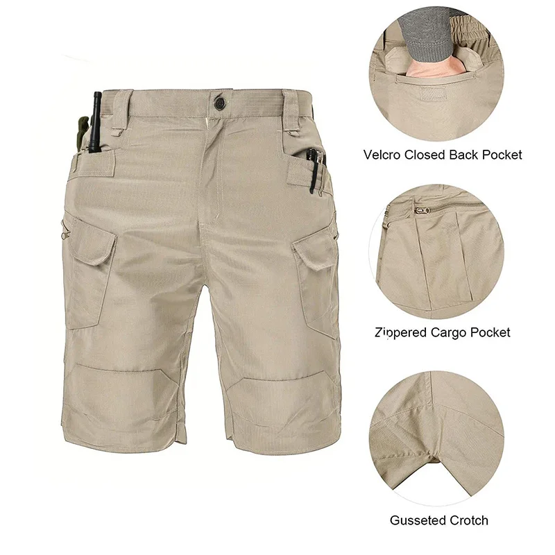 Tactical Men Cargo Shorts Summer Thin Quick Dry Pants Urban Waterproof Workout Casual Shorts Multi-Pocket Trekking Hiking Pants